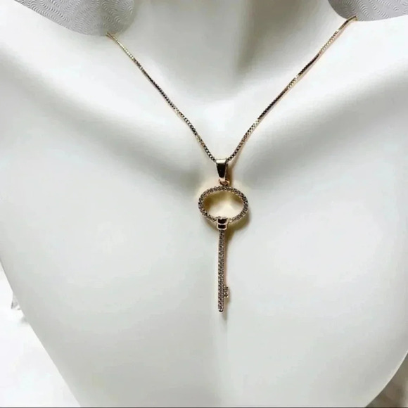 Dainty Round Key Necklace | CZ Necklace | 21st Birthday Gift | 18k Gold Plated - Picture 5 of 8